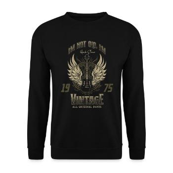 Ich bin nicht alt, ich bin Vintage Retro 1975 Gitarrist - Unisex Pullover - Schwarz - Vorne - Alina (178cm) & Michal (187cm)