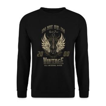 Ich bin nicht alt, ich bin Vintage Retro 2000 Gitarrist - Unisex Pullover - Schwarz - Vorne - Alina (178cm) & Michal (187cm)