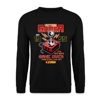 Vintage Gamer Since 1955 Funny Birthday Gaming - Unisex Sweatshirt - black - Front - Alina (178cm) & Michal (187cm)