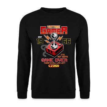 Vintage Gamer Since 1966 Funny Birthday Gaming - Unisex Sweatshirt - black - Front - Alina (178cm) & Michal (187cm)