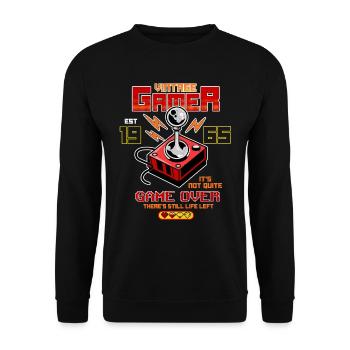 Vintage Gamer Since 1965 Funny Birthday Gaming - Unisex Sweatshirt - black - Front - Alina (178cm) & Michal (187cm)
