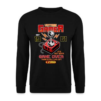 Vintage Gamer Since 1961 Funny Birthday Gaming - Unisex Sweatshirt - black - Front - Alina (178cm) & Michal (187cm)