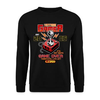 Vintage Gamer Since 2006 Funny Birthday Gaming - Unisex Sweatshirt - black - Front - Alina (178cm) & Michal (187cm)