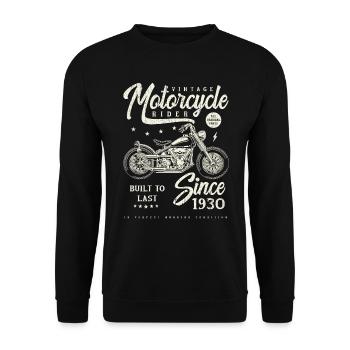 Vintage Motorcycle Bikers Motorbike Birthday 1930 - Unisex Sweatshirt - black - Front - Alina (178cm) & Michal (187cm)