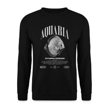 Diskus Cichlid Fish Keeper Moderne Streetwear - Unisex Pullover - Schwarz - Vorne - Alina (178cm) & Michal (187cm)
