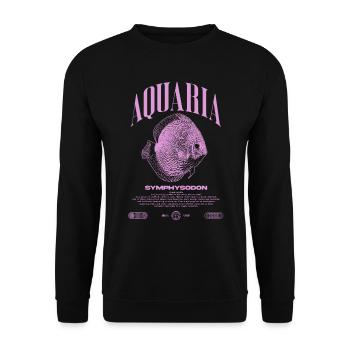 Diskus Cichlid Fish Keeper Moderne Streetwear - Unisex Pullover - Schwarz - Vorne - Alina (178cm) & Michal (187cm)