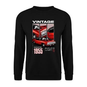 Ich bin nicht alt, ich bin ein Oldtimer, geboren 1955 - Unisex Pullover - Schwarz - Vorne - Alina (178cm) & Michal (187cm)