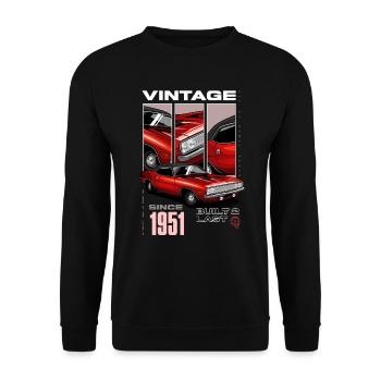 Je ne suis pas vieux Je suis Voiture classique vintage Né en 1951 - Sweat-shirt Unisexe - noir - Devant - Alina (178cm) & Michal (187cm)