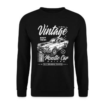 Ich bin nicht alt, ich bin ein Oldtimer, Oldtimer Jahrgang 1931 - Unisex Pullover - Schwarz - Vorne - Alina (178cm) & Michal (187cm)