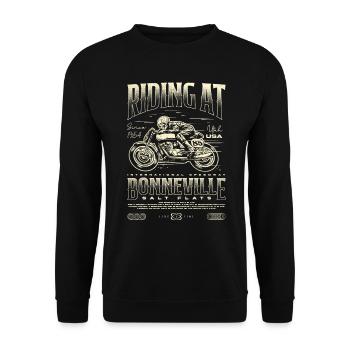 Bonneville Salt Flats Motorcycle Birthday 1954 - Unisex Sweatshirt - black - Front - Alina (178cm) & Michal (187cm)