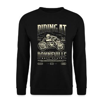Bonneville Salt Flats Moto Anniversaire 1983 - Sweat-shirt Unisexe - noir - Devant - Alina (178cm) & Michal (187cm)