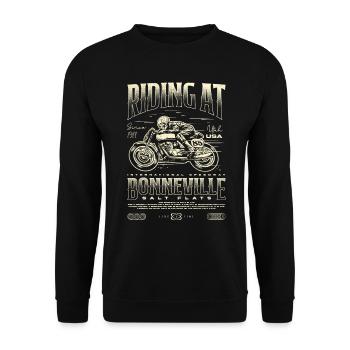 Bonneville Salt Flats Moto Anniversaire 1917 - Sweat-shirt Unisexe - noir - Devant - Alina (178cm) & Michal (187cm)