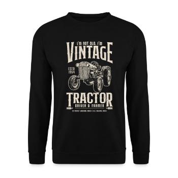 Vintage Tractor Farmer Birthday Born In 1954 - Unisex Sweatshirt - black - Front - Alina (178cm) & Michal (187cm)