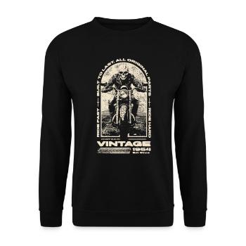 Vintage Motorcycle Bikers Motorbike Birthday 1954 - Unisex Sweatshirt - black - Front - Alina (178cm) & Michal (187cm)