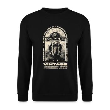 Moto Vintage Motard Moto Anniversaire 2012 - Sweat-shirt Unisexe - noir - Devant - Alina (178cm) & Michal (187cm)