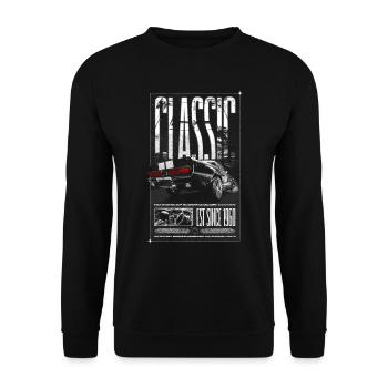 Ich bin nicht alt, ich bin ein Oldtimer, Jahrgang 1960 - Unisex Pullover - Schwarz - Vorne - Alina (178cm) & Michal (187cm)