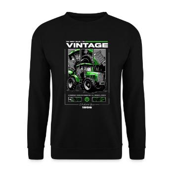 Vintage Tractor Farmer Birthday Born In 1956 - Unisex Sweatshirt - black - Front - Alina (178cm) & Michal (187cm)