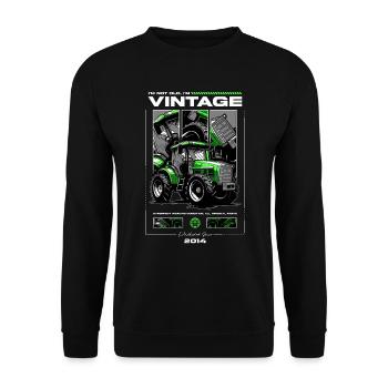 Oldtimer Traktor Bauer Geburtstag Geboren im Jahr 2014 - Unisex Pullover - Schwarz - Vorne - Alina (178cm) & Michal (187cm)