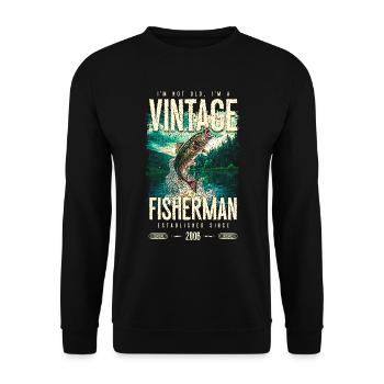 Vintage Trout Fisherman Fishing Birthday 2006 - Unisex Sweatshirt - black - Front - Alina (178cm) & Michal (187cm)