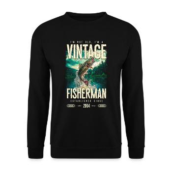 Vintage Trout Fisherman Fishing Birthday 2004 - Unisex Sweatshirt - black - Front - Alina (178cm) & Michal (187cm)