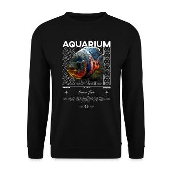 Oscar Fish Monster Fish Keeper Streetwear - Unisex Sweatshirt - black - Front - Alina (178cm) & Michal (187cm)