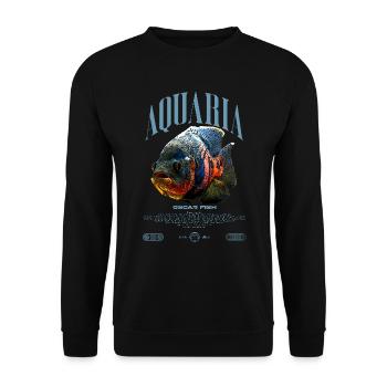 Oscar Fish Water Change Monster Fish - Unisex Sweatshirt - black - Front - Alina (178cm) & Michal (187cm)