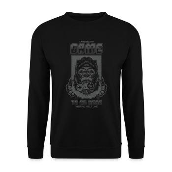Ich habe mein Spiel Gaming pausiert, um hier zu sein Retro Gaming - Unisex Pullover - Schwarz - Vorne - Alina (178cm) & Michal (187cm)