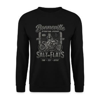 Bonneville Salt Flats Motorrad Rennen Vintage - Unisex Pullover - Schwarz - Vorne - Alina (178cm) & Michal (187cm)