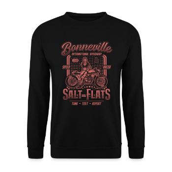 Bonneville Salt Flats Motorrad Rennen Vintage - Unisex Pullover - Schwarz - Vorne - Alina (178cm) & Michal (187cm)