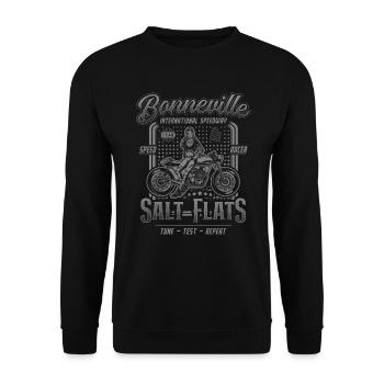 Bonneville Salt Flats Motorrad Rennen Vintage - Unisex Pullover - Schwarz - Vorne - Alina (178cm) & Michal (187cm)