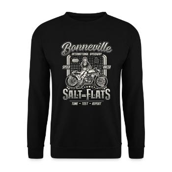 Bonneville Salt Flats Motorrad Rennen Vintage - Unisex Pullover - Schwarz - Vorne - Alina (178cm) & Michal (187cm)