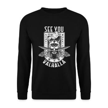 See You In Valhalla Viking Norse - Unisex Sweatshirt - black - Front - Alina (178cm) & Michal (187cm)