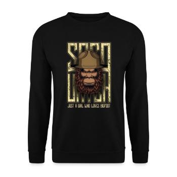 Damen Bigfoot Papa Sasquatch - Unisex Pullover - Schwarz - Vorne - Alina (178cm) & Michal (187cm)