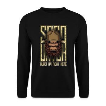 Dude I'm Right Here Bigfoot Funny Sasquatch - Unisex Sweatshirt - black - Front - Alina (178cm) & Michal (187cm)