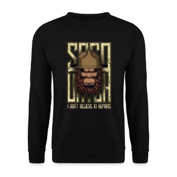 Ich glaube nicht an Menschen Bigfoot Sasquatch - Unisex Pullover - Schwarz - Vorne - Alina (178cm) & Michal (187cm)