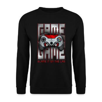 Blame It On The Lag Funny Retro Video Game - Unisex Sweatshirt - black - Front - Alina (178cm) & Michal (187cm)