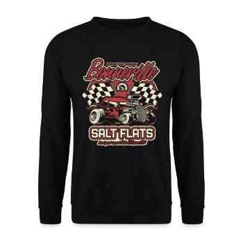 Bonneville Salt Flats Vintage Hot Rod Rennwagen - Unisex Pullover - Schwarz - Vorne - Alina (178cm) & Michal (187cm)