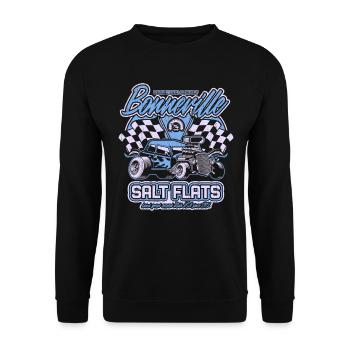 Bonneville Salt Flats Vintage Hot Rod Rennwagen - Unisex Pullover - Schwarz - Vorne - Alina (178cm) & Michal (187cm)