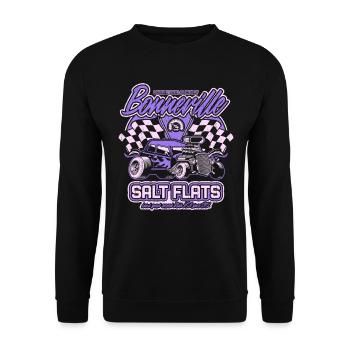 Bonneville Salt Flats Vintage Hot Rod Rennwagen - Unisex Pullover - Schwarz - Vorne - Alina (178cm) & Michal (187cm)