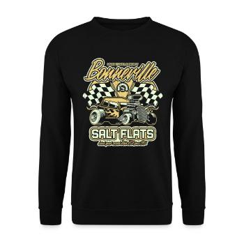 Bonneville Salt Flats Vintage Hot Rod Rennwagen - Unisex Pullover - Schwarz - Vorne - Alina (178cm) & Michal (187cm)