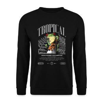 Rotäugiger Laubfrosch Regenwald Amphibie - Unisex Pullover - Schwarz - Vorne - Alina (178cm) & Michal (187cm)