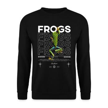 Rotäugiger Laubfrosch Streetwear Frosch - Unisex Pullover - Schwarz - Vorne - Alina (178cm) & Michal (187cm)