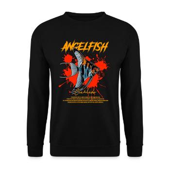 Kaiserfisch Fish Keeper Moderne Streetwear - Unisex Pullover - Schwarz - Vorne - Alina (178cm) & Michal (187cm)