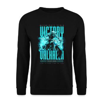Motorcycle Norse Viking Victory Or Valhalla - Unisex Sweatshirt - black - Front - Alina (178cm) & Michal (187cm)