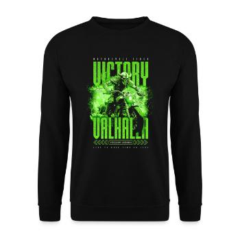 Motorcycle Norse Viking Victory Or Valhalla - Unisex Sweatshirt - black - Front - Alina (178cm) & Michal (187cm)