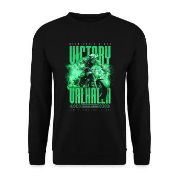 Motorcycle Norse Viking Victory Or Valhalla - Unisex Sweatshirt - black - Front - Alina (178cm) & Michal (187cm)