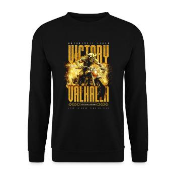 Motorcycle Norse Viking Victory Or Valhalla - Unisex Sweatshirt - black - Front - Alina (178cm) & Michal (187cm)