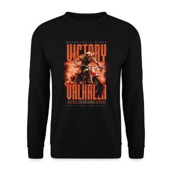 Motorcycle Norse Viking Victory Or Valhalla - Unisex Sweatshirt - black - Front - Alina (178cm) & Michal (187cm)