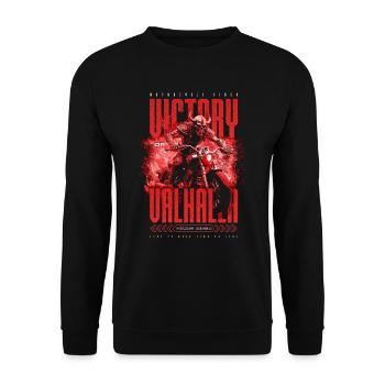 Motorcycle Norse Viking Victory Or Valhalla - Unisex Sweatshirt - black - Front - Alina (178cm) & Michal (187cm)