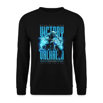 Motorcycle Norse Viking Victory Or Valhalla - Unisex Sweatshirt - black - Front - Alina (178cm) & Michal (187cm)